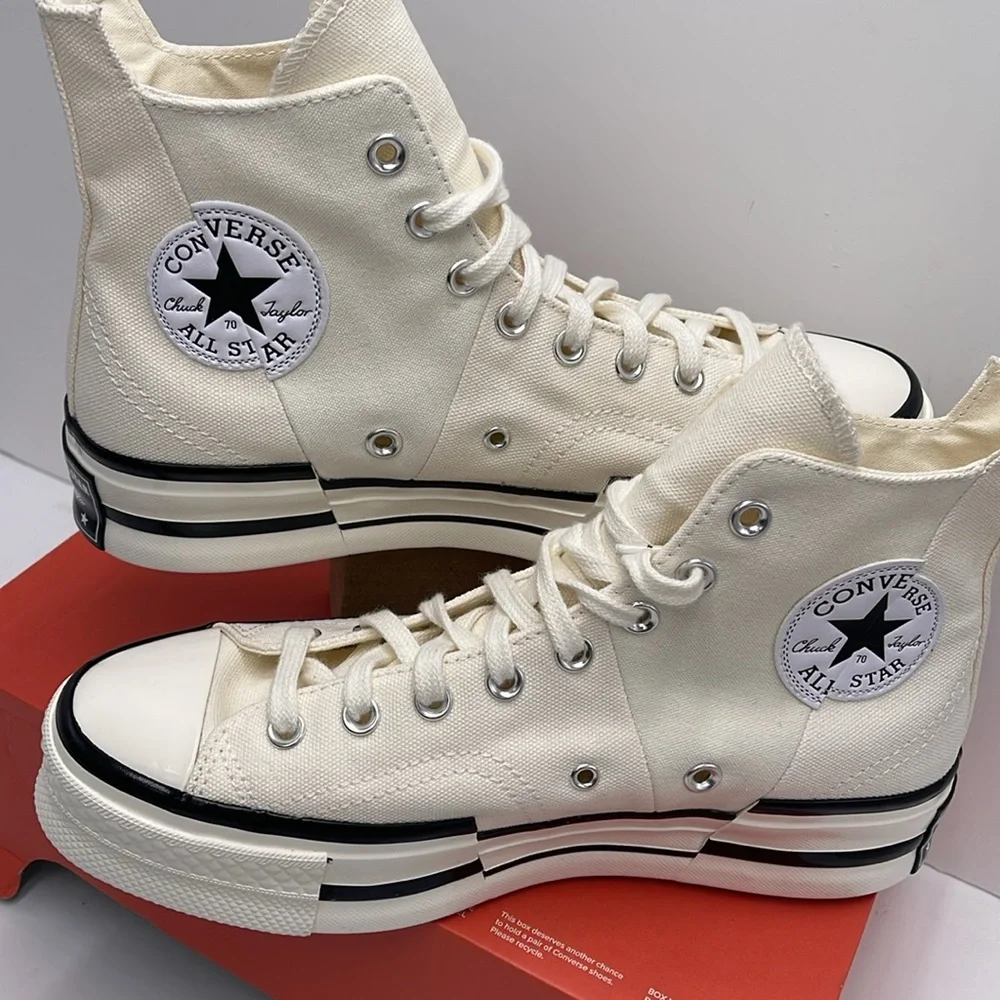 Converse WMNS CHUCK 70 PLUS HI EGRET/BLACK/EGRET A00915C Platforms Sneakers